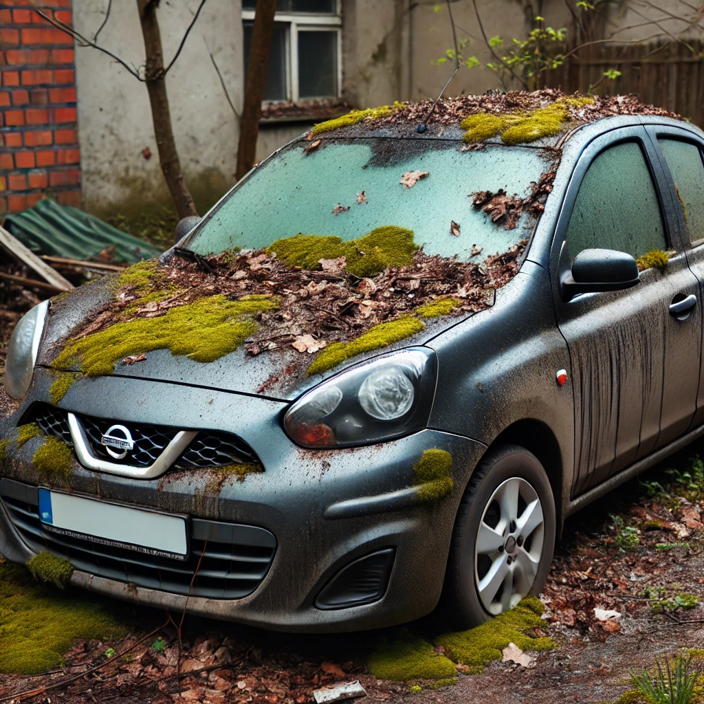 Nissan Micra with no MOT being transported